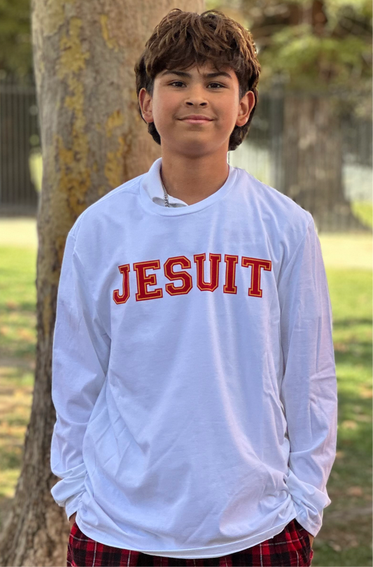 White Long Sleeve Jesuit Shirt