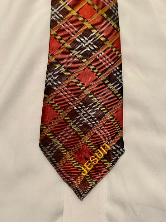 Jesuit Tie - Plaid with gold JESUIT