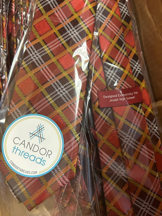 Jesuit Tie - Plaid with gold JESUIT
